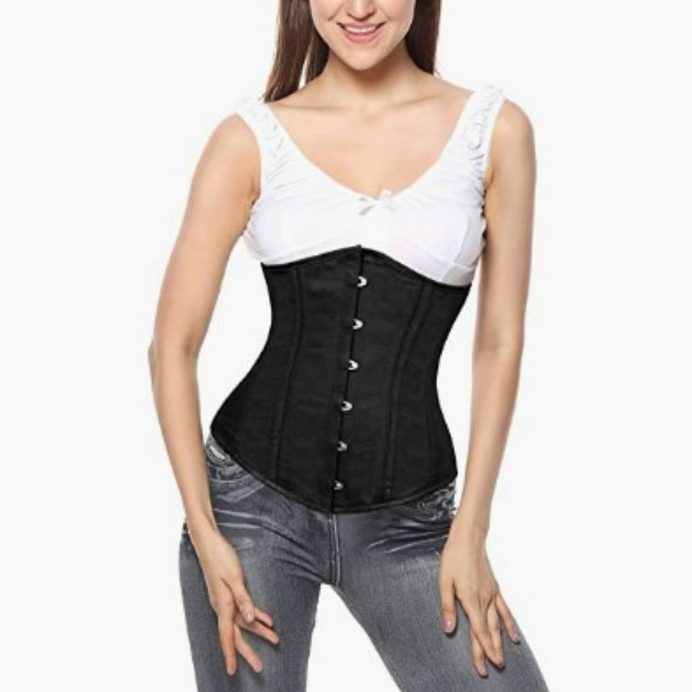Women's 26 Steel Boned Cotton Long Torso Hourglass Body Shaper Corset